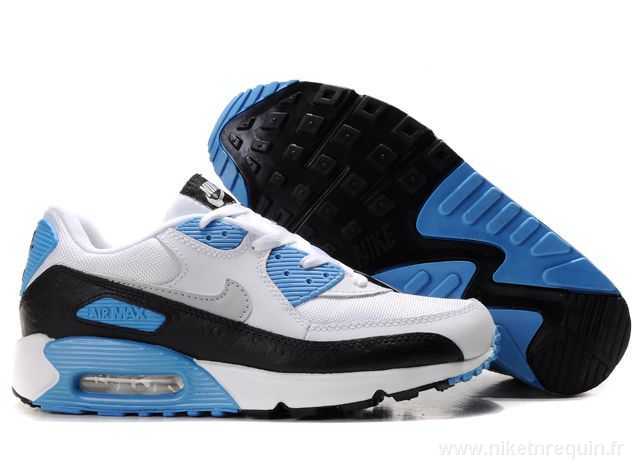 Air Max 90 Blanc Noir Et Des Chaussures Bleues